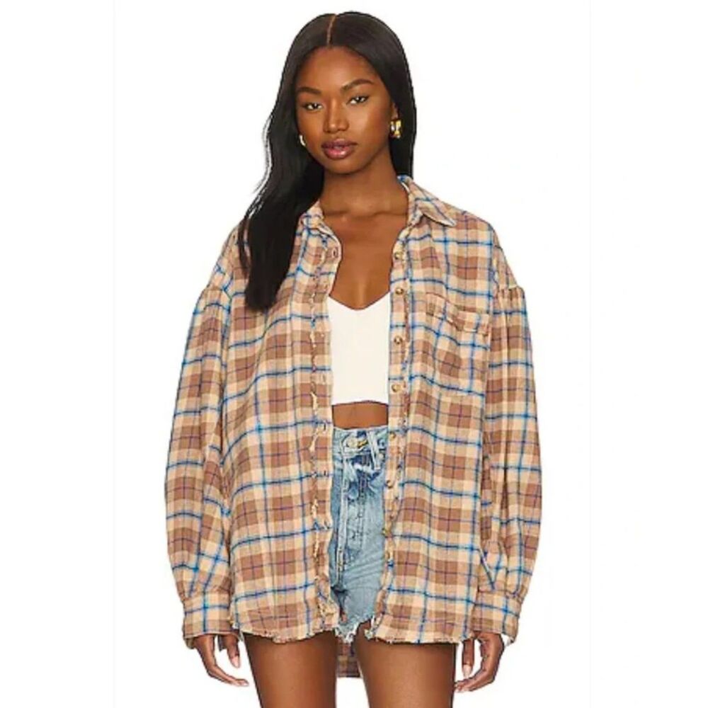 Free People We The‎ Free Happy Hour Oversized Flannel Shirt | SZ Med